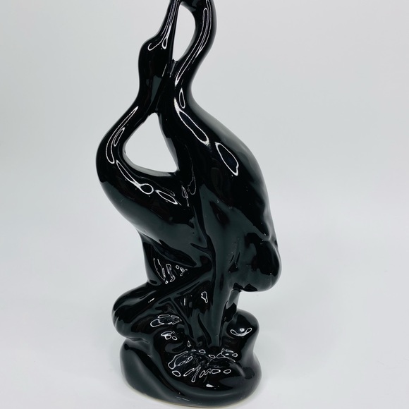 Vintage Ceramic Black Crane Bird Figurine Mid Century Palm Beach Regency… - Picture 6 of 8